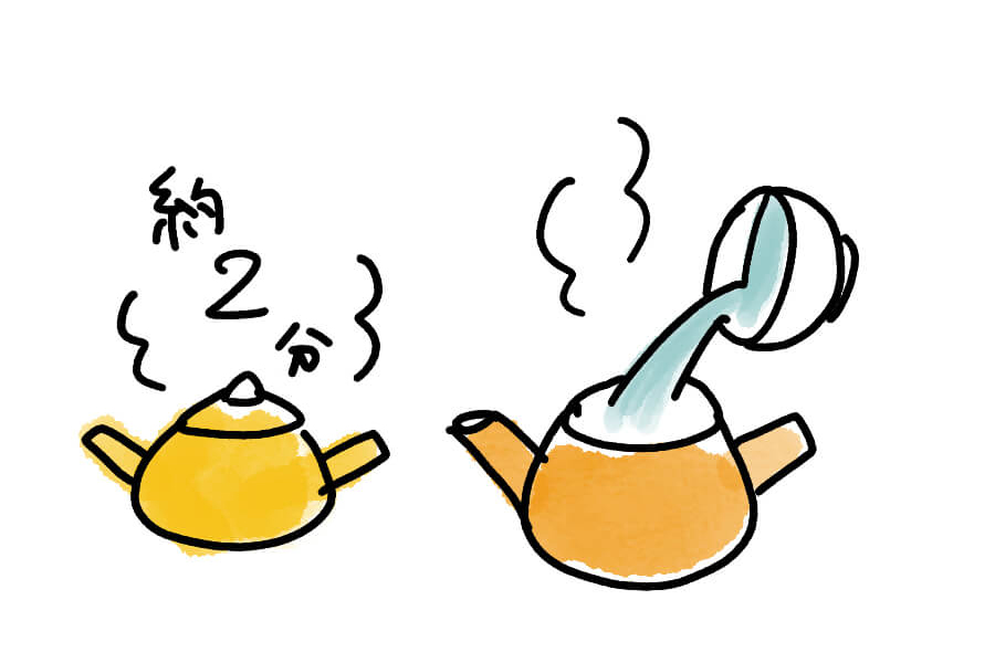 約60℃に冷ました湯を急須に移す
